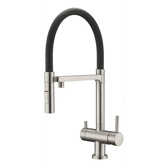 Clearwater Bellatrix Filtered Water Pull Out Kitchen Sink Mixer Tap - Brushed Nickel - BE5BN - Envy Bathrooms Ltd