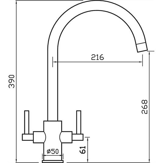 Clearwater Calypso C Twin Lever Monobloc Kitchen Sink Mixer Tap - Polished Stainless Steel - CAL2SS - Envy Bathrooms Ltd