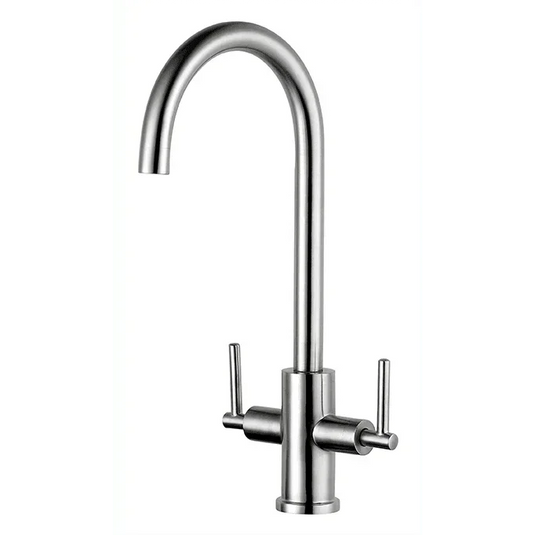Clearwater Calypso C Twin Lever Monobloc Kitchen Sink Mixer Tap - Polished Stainless Steel - CAL2SS - Envy Bathrooms Ltd