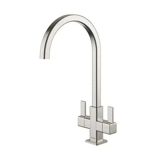 Clearwater Cherika C Twin Lever Monobloc Kitchen Sink Mixer Tap - Brushed Nickel - CHE2BN - Envy Bathrooms Ltd