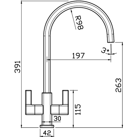 Clearwater Cherika C Twin Lever Monobloc Kitchen Sink Mixer Tap - Brushed Nickel - CHE2BN - Envy Bathrooms Ltd