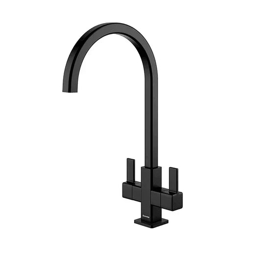 Clearwater Cherika C Twin Lever Monobloc Kitchen Sink Mixer Tap - Matt Black - CHE2MB - Envy Bathrooms Ltd
