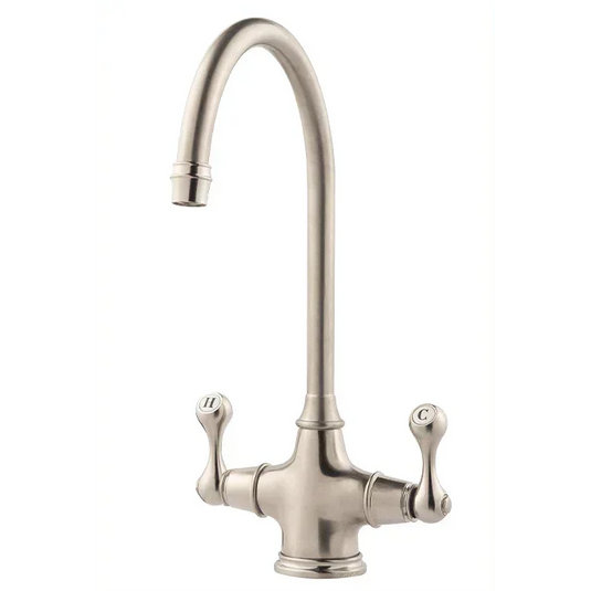 Clearwater Coriolis Twin Lever Monobloc Kitchen Sink Mixer Tap - Brushed Nickel - CO2BN - Envy Bathrooms Ltd