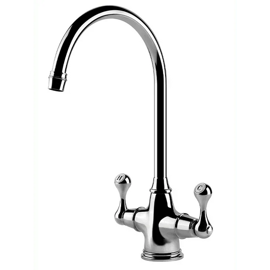 Clearwater Coriolis Twin Lever Monobloc Kitchen Sink Mixer Tap - Chrome - CO2CP - Envy Bathrooms Ltd
