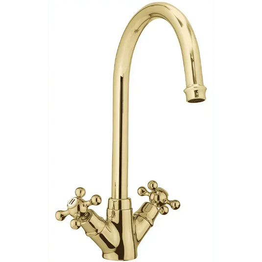 Clearwater Cottage Twin Lever Monobloc Kitchen Sink Mixer Tap - Gold - COTG - Envy Bathrooms Ltd