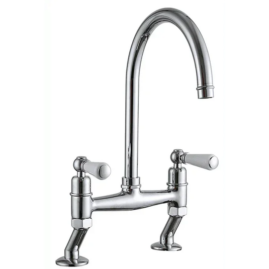Clearwater Dephini Twin Lever Monobloc Kitchen Sink Mixer Tap - Chrome - DE2CP - Envy Bathrooms Ltd