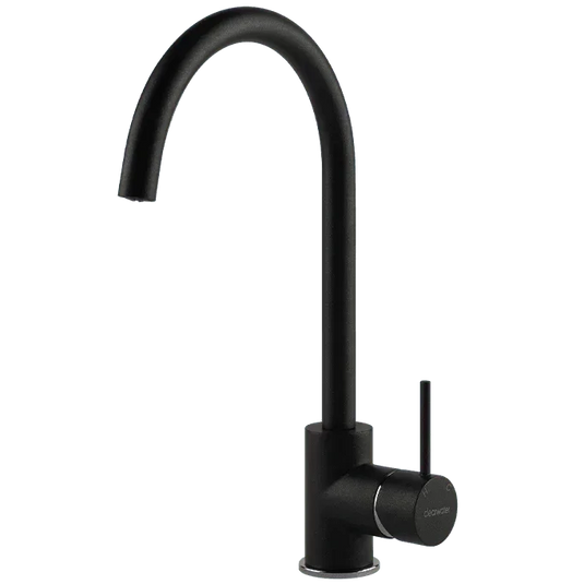 Clearwater Elara C Single Lever Monobloc Kitchen Sink Mixer Tap - Black Nero - CW02590CPNE - Envy Bathrooms Ltd