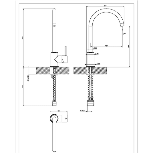 Clearwater Elara C Single Lever Monobloc Kitchen Sink Mixer Tap - Black Nero - CW02590CPNE - Envy Bathrooms Ltd