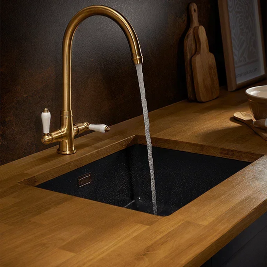 Clearwater Elegance C Twin Lever Twist & Spray Monobloc Kitchen Sink Mixer Tap - Brushed Bronze - EL20BZ - Envy Bathrooms Ltd