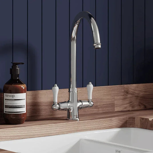 Clearwater Elegance C Twin Lever Twist & Spray Monobloc Kitchen Sink Mixer Tap - Chrome - EL20CP - Envy Bathrooms Ltd