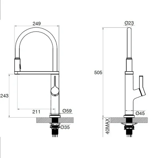 Clearwater Galex Pull Out Sensor Kitchen Sink Mixer Tap - Matt Black - GAL10MB - Envy Bathrooms Ltd