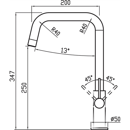 Clearwater Jovian U Single Lever Monobloc Kitchen Sink Mixer Tap - Matt Black - JO3MB - Envy Bathrooms Ltd