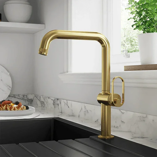 Clearwater Juno Single Lever Monobloc Kitchen Sink Mixer Tap - Brushed Brass - JUL10BB - Envy Bathrooms Ltd