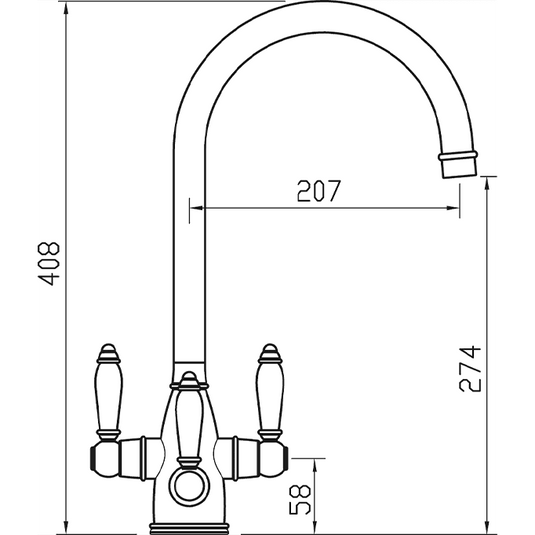 Clearwater Krypton Tri Spar C Filtered Water Kitchen Sink Mixer Tap - Brushed Brass - KR2BB - Envy Bathrooms Ltd