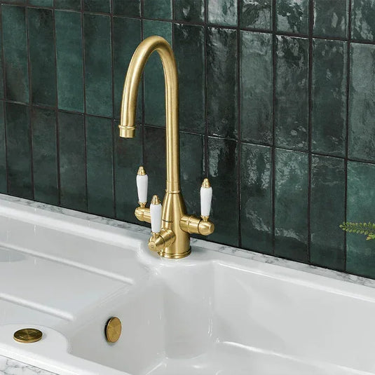 Clearwater Krypton Tri Spar C Filtered Water Kitchen Sink Mixer Tap - Brushed Brass - KR2BB - Envy Bathrooms Ltd