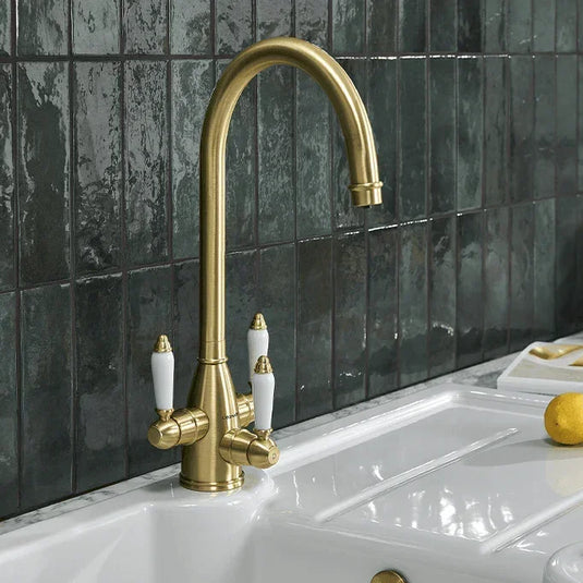 Clearwater Krypton Tri Spar C Filtered Water Kitchen Sink Mixer Tap - Brushed Brass - KR2BB - Envy Bathrooms Ltd