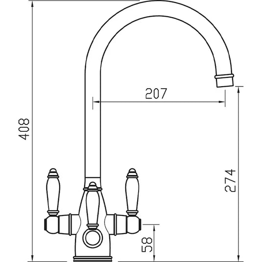 Clearwater Krypton Tri Spar C Filtered Water Kitchen Sink Mixer Tap - Brushed Nickel - KR2BN - Envy Bathrooms Ltd