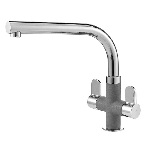 Clearwater Miram Twin Lever Monobloc Kitchen Sink Mixer Tap - Chrome Croma Grey - MIR2CPCR - Envy Bathrooms Ltd