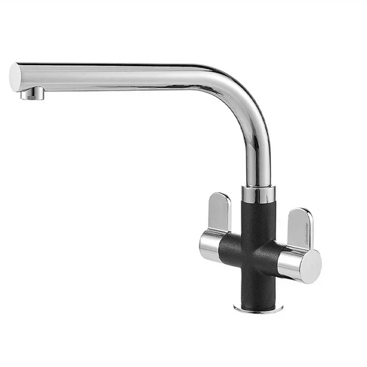 Clearwater Miram Twin Lever Monobloc Kitchen Sink Mixer Tap - Chrome Onyx Black - MIR2CPON - Envy Bathrooms Ltd