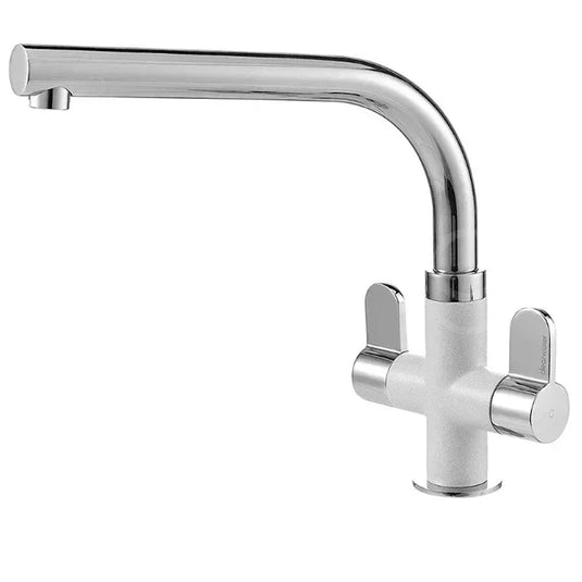 Clearwater Miram Twin Lever Polar White Monobloc Kitchen Sink Mixer Tap - Chrome - MIR2CPAL - Envy Bathrooms Ltd