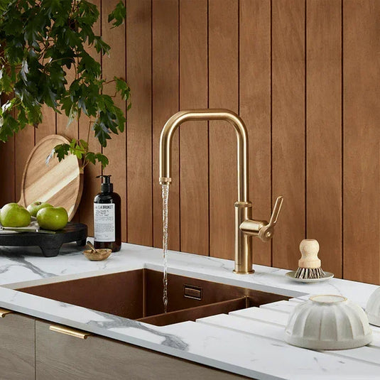 Clearwater Pioneer U Single Lever Monobloc Kitchen Sink Mixer Tap - Brushed Brass - PIL20BB - Envy Bathrooms Ltd