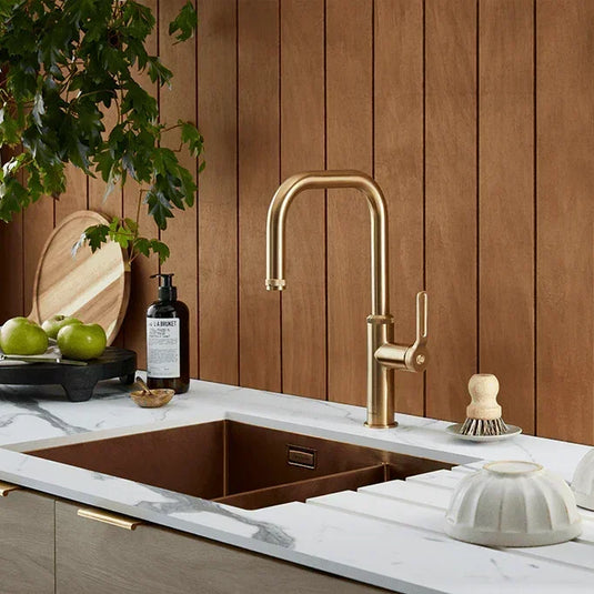 Clearwater Pioneer U Single Lever Monobloc Kitchen Sink Mixer Tap - Brushed Brass - PIL20BB - Envy Bathrooms Ltd
