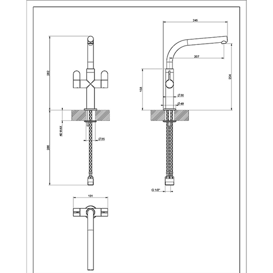 Clearwater Pulsar Twin Lever Monobloc Kitchen Sink Mixer Tap - Brushed Nickel - PU2BN - Envy Bathrooms Ltd