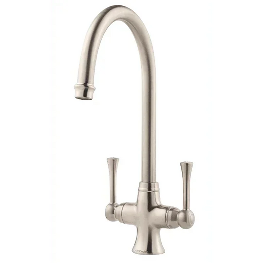 Clearwater Regent C Twin Lever Monobloc Kitchen Sink Mixer Tap - Brushed Nickel - LANBN - Envy Bathrooms Ltd