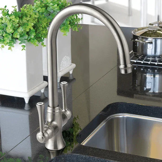 Clearwater Regent C Twin Lever Monobloc Kitchen Sink Mixer Tap - Chrome - LANCP - Envy Bathrooms Ltd