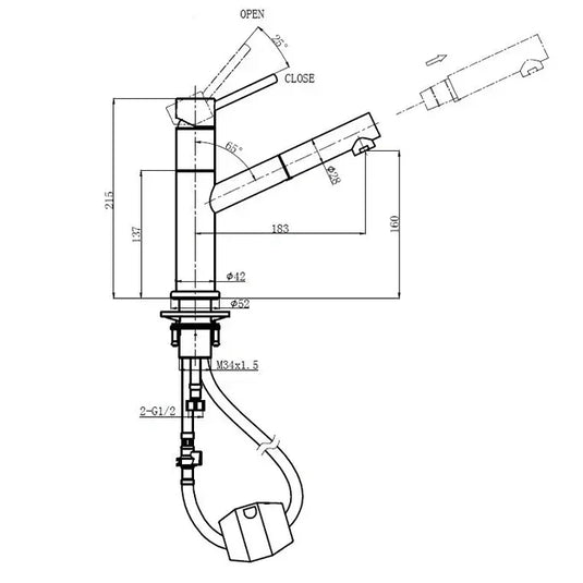Clearwater Sirius Single Lever Pull Out Kitchen Sink Mixer Tap - Polished Stainless Steel - SI3SS - Envy Bathrooms Ltd