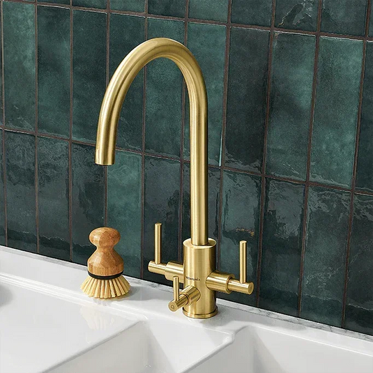 Clearwater Stella Tri Spar C Filtered Water Kitchen Sink Mixer Tap - Brushed Brass - ST2BB - Envy Bathrooms Ltd