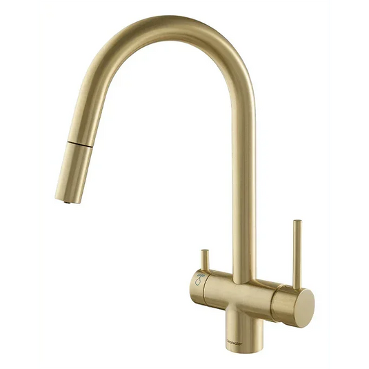 Clearwater Toledo Filtered Water Pull Out Kitchen Sink Mixer Tap - Brushed Brass - TO2BB - Envy Bathrooms Ltd