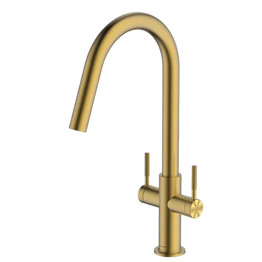 Clearwater Topaz J Dual Lever Twist & Spray Monobloc Kitchen Sink Mixer Tap - Brushed Brass - TOP20BB - Envy Bathrooms Ltd