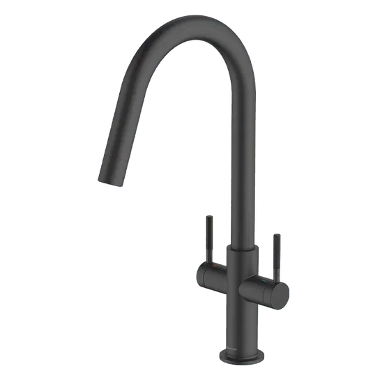 Clearwater Topaz J Dual Lever Twist & Spray Monobloc Kitchen Sink Mixer Tap - Matt Black - TOP20MB - Envy Bathrooms Ltd