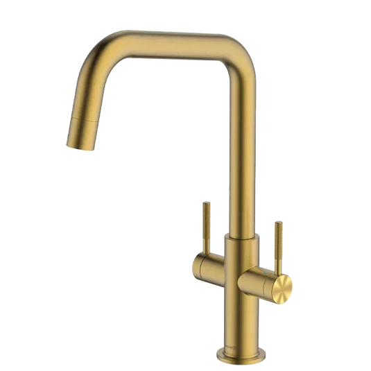 Clearwater Topaz U Dual Lever Twist & Spray Monobloc Kitchen Sink Mixer Tap - Brushed Brass - TOP10BB - Envy Bathrooms Ltd