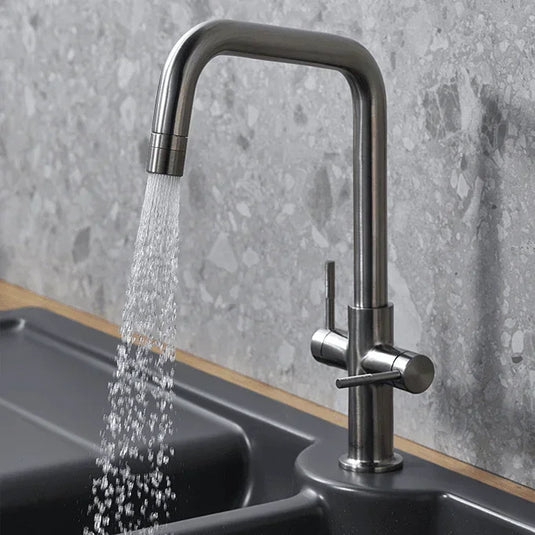 Clearwater Topaz U Dual Lever Twist & Spray Monobloc Kitchen Sink Mixer Tap - Brushed Nickel - TOP10BN - Envy Bathrooms Ltd