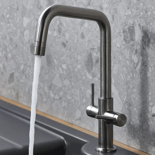 Clearwater Topaz U Dual Lever Twist & Spray Monobloc Kitchen Sink Mixer Tap - Brushed Nickel - TOP10BN - Envy Bathrooms Ltd