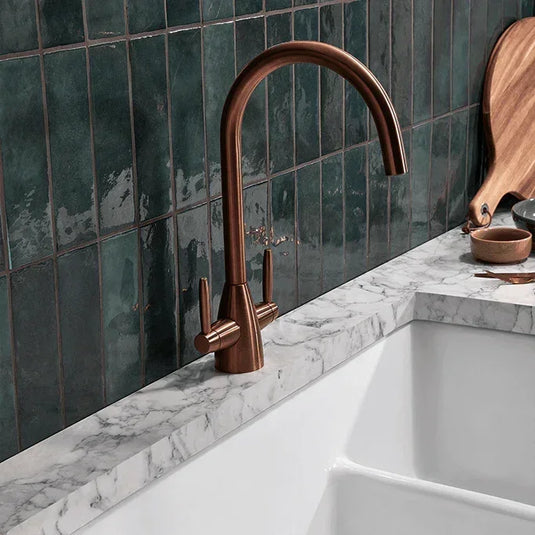 Clearwater Tutti Dual Lever Regency Twist & Spray Monobloc Kitchen Sink Mixer Tap - Copper - TU81073RC - Envy Bathrooms Ltd