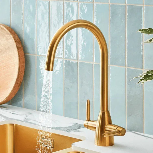 Clearwater Tutti Dual Lever Twist & Spray Monobloc Kitchen Sink Mixer Tap - Artisan Brass - TU81073AB - Envy Bathrooms Ltd