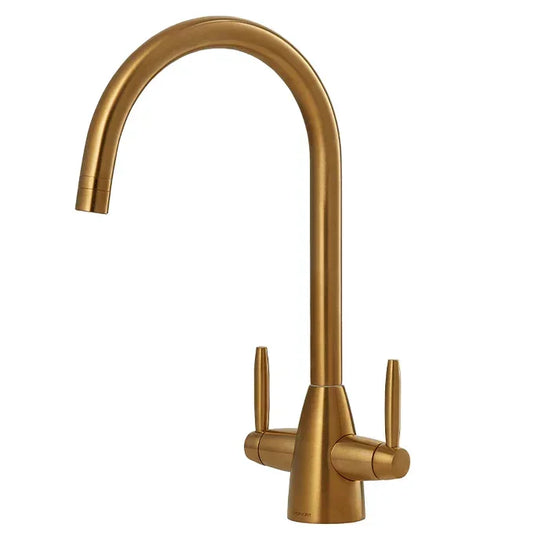 Clearwater Tutti Dual Lever Twist & Spray Monobloc Kitchen Sink Mixer Tap - Artisan Brass - TU81073AB - Envy Bathrooms Ltd