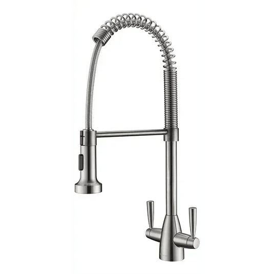 Clearwater Tutti Pro Dual Lever Pull Out Kitchen Sink Mixer Tap - Brushed Nickel - TP2BN - Envy Bathrooms Ltd