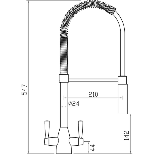 Clearwater Tutti Pro Dual Lever Pull Out Kitchen Sink Mixer Tap - Brushed Nickel - TP2BN - Envy Bathrooms Ltd