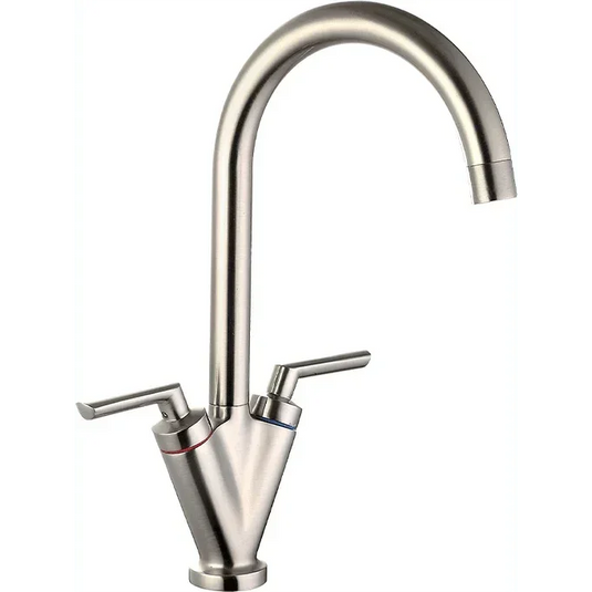 Clearwater Vitro C Twin Lever Monobloc Kitchen Sink Mixer Tap - Brushed Nickel - VITBS - Envy Bathrooms Ltd