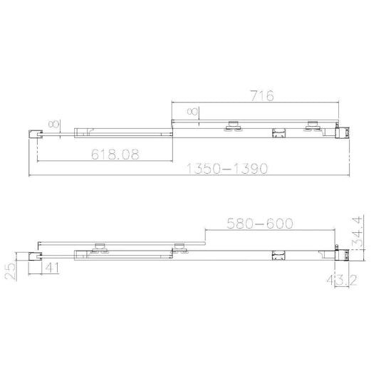Dilusso 1400mm Sliding Recess Shower Door - Brushed Brass - Envy Bathrooms Ltd