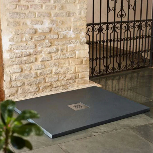 Sommer Essenza 800mm x 1000mm Slip Resistance Rectangular Shower Tray with Waste - Graphite Slate - ES8010GS - Envy Bathrooms Ltd
