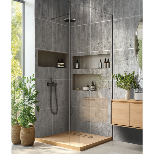 DuraPanel 7000 Natural Duralock T&G 2420 x 585 Gunmetal Shimmer Textured Tile Effect | 7.18238 - Envy Bathrooms Ltd