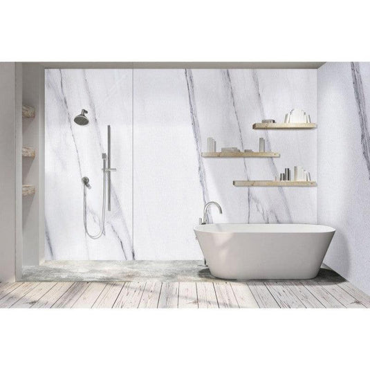DuraPanel Natural Carrara Marble Duralock Tongue & Groove - 2400 x 1200 - Envy Bathrooms Ltd
