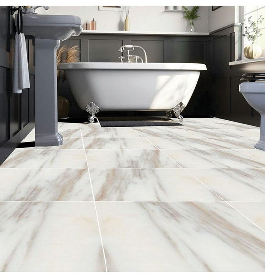 DuraPanel Tile Pattern Click Flooring - Carrara White Marble - Envy Bathrooms Ltd