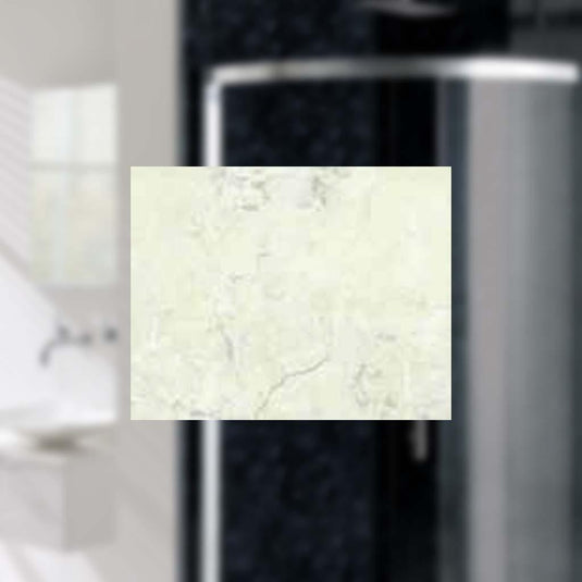Light beige marble effect bathroom wall panel sample with subtle veining pattern