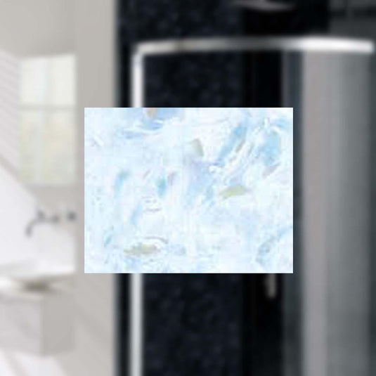 Light blue marble effect bathroom panel close-up in modern bathroom setting